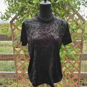 DKNY Sport Black Crushed Velvet Women's Top Size Medium NWOT